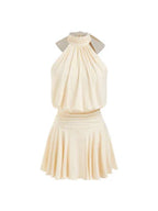Griselda - Sleeveless mini dress with a high collar and scarf, perfect for women