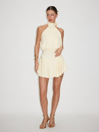 Griselda - Sleeveless mini dress with a high collar and scarf, perfect for women