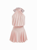 Griselda - Sleeveless mini dress with a high collar and scarf, perfect for women