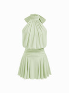 Griselda - Sleeveless mini dress with a high collar and scarf, perfect for women