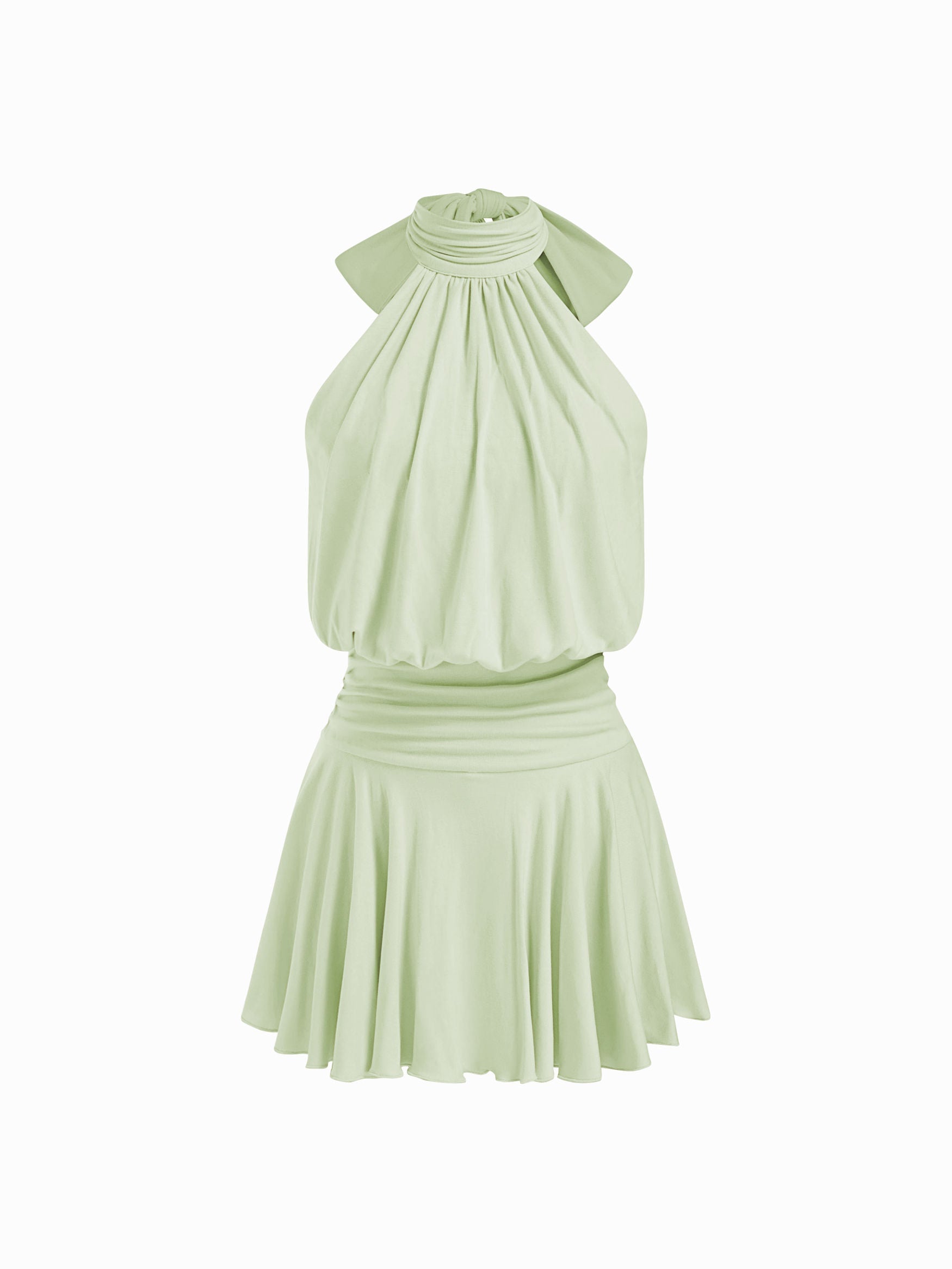 Griselda - Sleeveless mini dress with a high collar and scarf, perfect for women