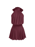 Griselda - Sleeveless mini dress with a high collar and scarf, perfect for women