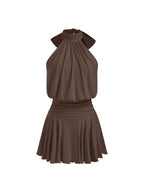 Griselda - Sleeveless mini dress with a high collar and scarf, perfect for women