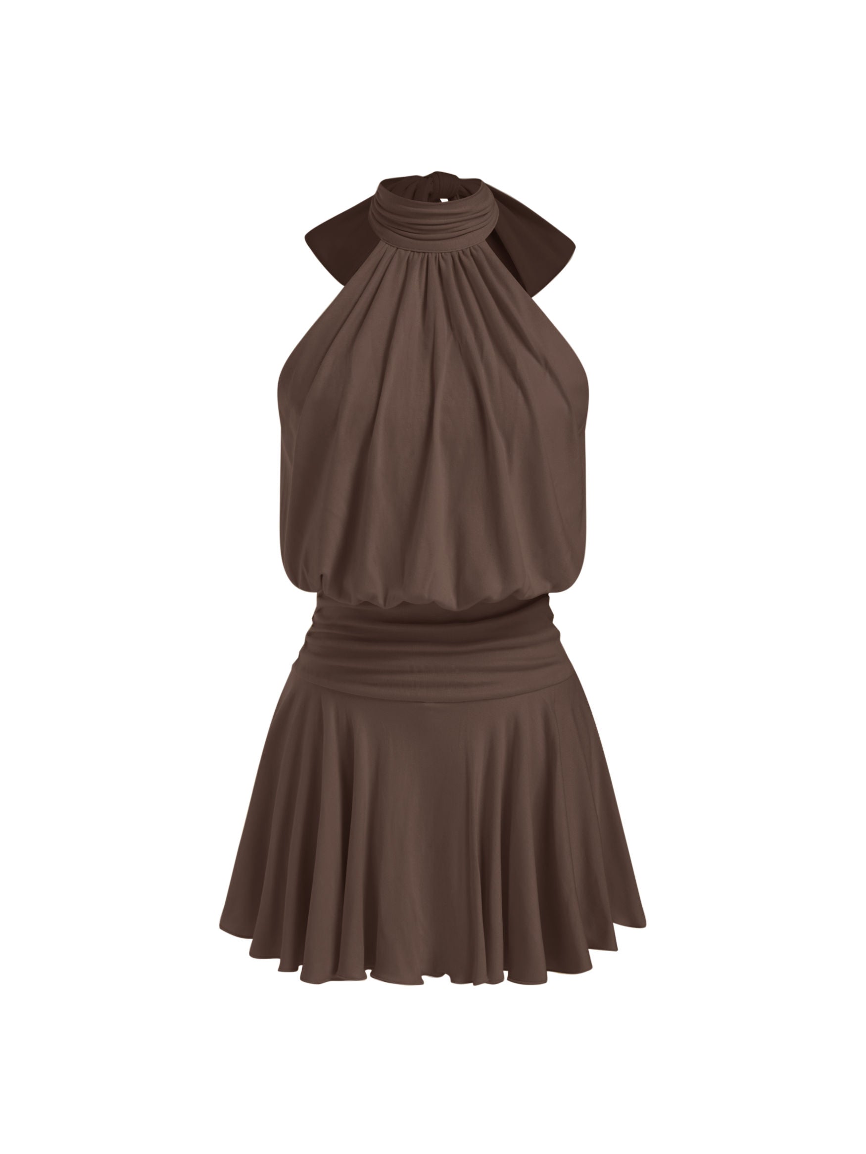 Griselda - Sleeveless mini dress with a high collar and scarf, perfect for women