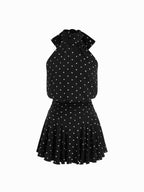 Griselda - Sleeveless mini dress with a high collar and scarf, perfect for women