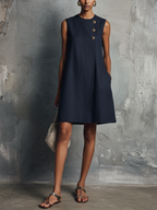 Alba | Mini Dress with Gold Button Detailing for Women