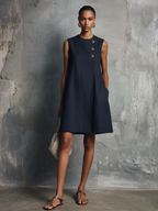 Alba | Mini Dress with Gold Button Detailing for Women