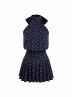 Griselda - Sleeveless mini dress with a high collar and scarf, perfect for women