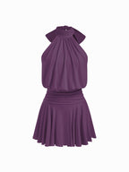 Griselda - Sleeveless mini dress with a high collar and scarf, perfect for women