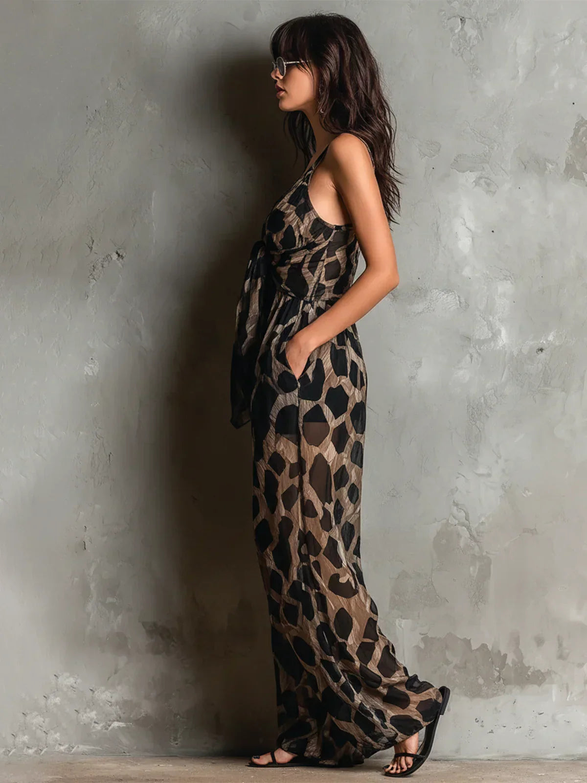 Leonor | Jumpsuit with Animal Print and Halter-Neck for Women