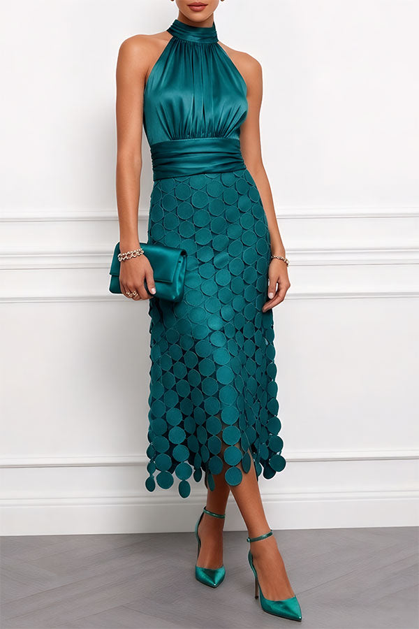 Lau - Elegant midi dress in Céline style for ceremonies, perfect for women