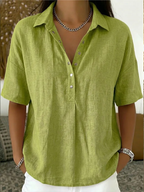 Velara | Women's blouse with an elegant collar and decorative buttons