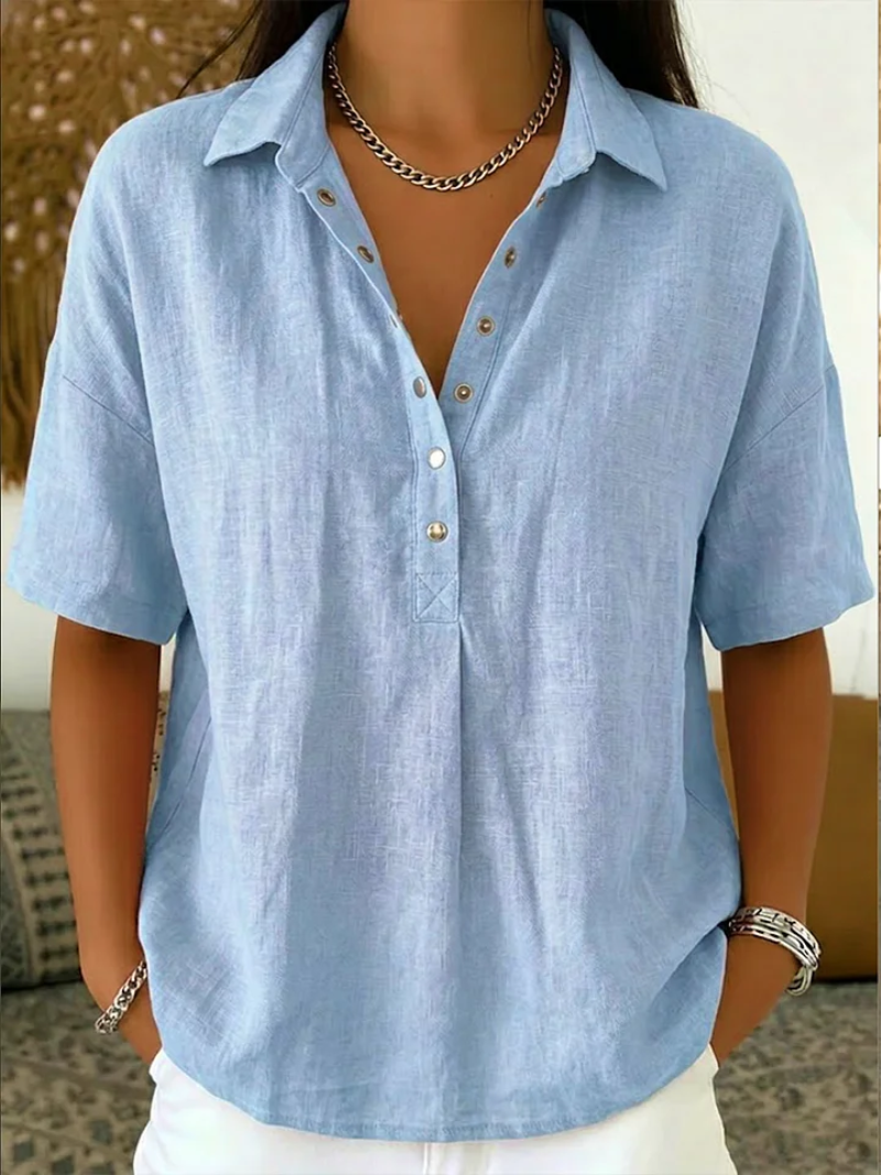 Velara | Women's blouse with an elegant collar and decorative buttons