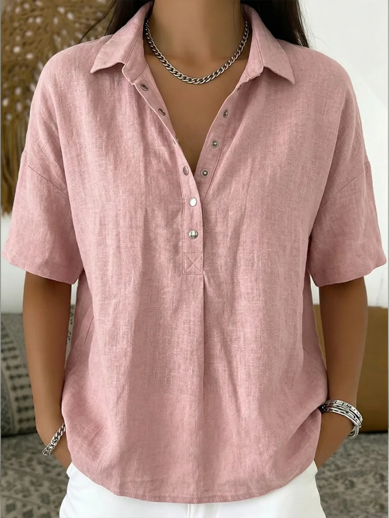 Velara | Women's blouse with an elegant collar and decorative buttons