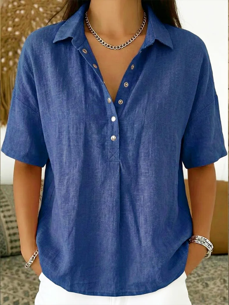 Velara | Women's blouse with an elegant collar and decorative buttons