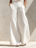 Vitto | Chic White Set with Sleeveless Top and Wide-Leg Pants for Women