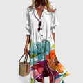 Leaf Print Maxi Shirt Dress – Effortless Boho-Chic Elegance