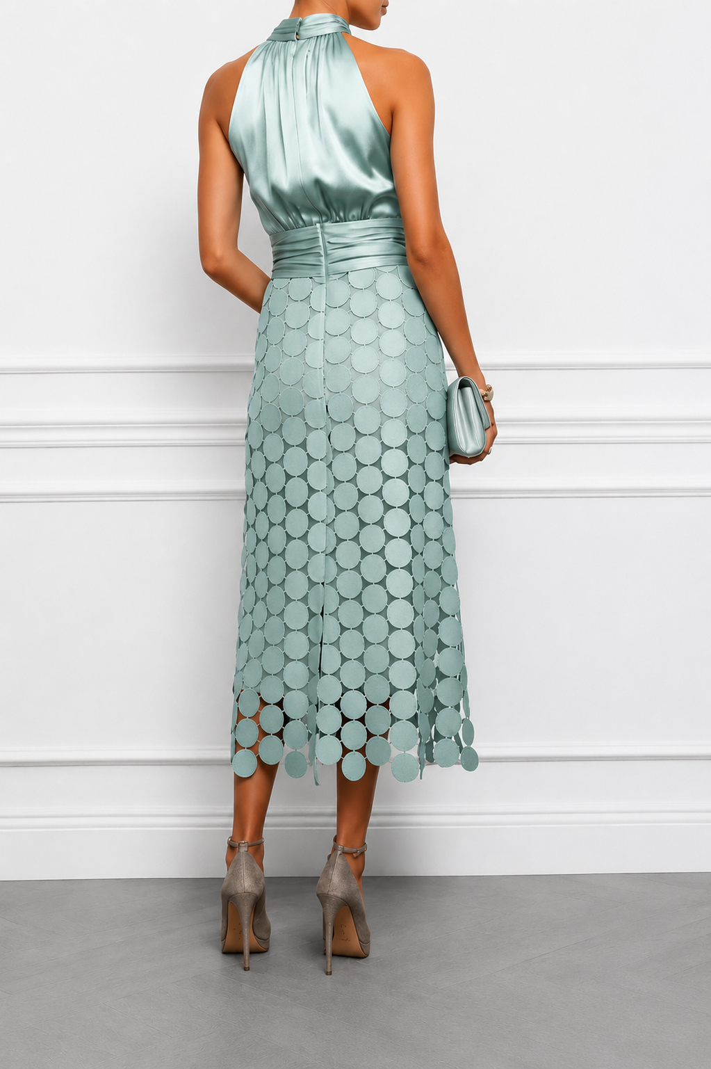 Lau - Elegant midi dress in Céline style for ceremonies, perfect for women