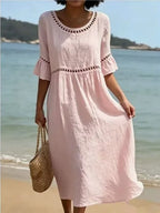 Enora - Long dress with tummy-flattening effect, elegant for women