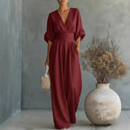 Effortless Summer Chic: Surplice V-Neck Wide-Leg Jumpsuit