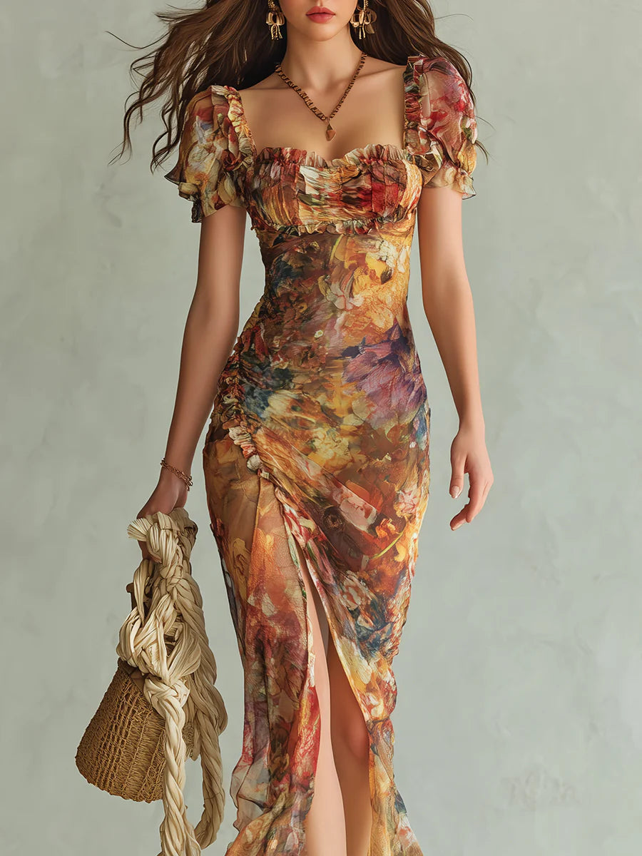 Seraphine | Maxi Dress with a Painterly Floral Print and Flowing Skirt for Women — Elegant and Versatile