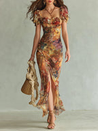 Seraphine | Maxi Dress with a Painterly Floral Print and Flowing Skirt for Women — Elegant and Versatile