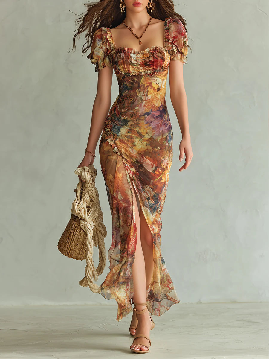 Seraphine | Maxi Dress with a Painterly Floral Print and Flowing Skirt for Women — Elegant and Versatile