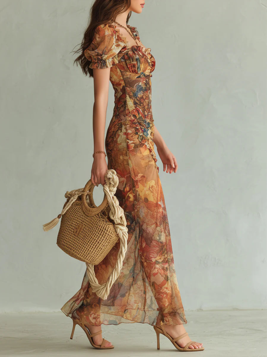 Seraphine | Maxi Dress with a Painterly Floral Print and Flowing Skirt for Women — Elegant and Versatile