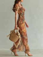 Seraphine | Maxi Dress with a Painterly Floral Print and Flowing Skirt for Women — Elegant and Versatile