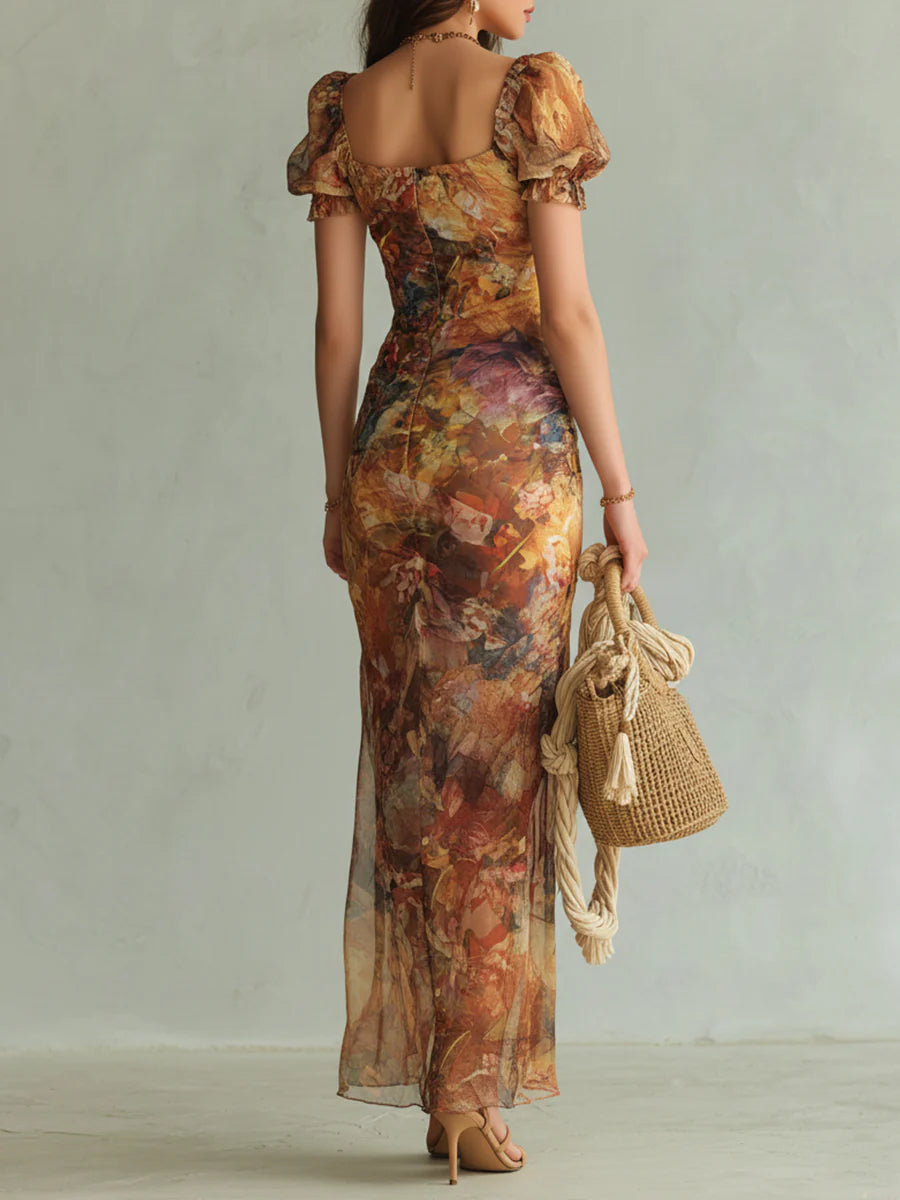 Seraphine | Maxi Dress with a Painterly Floral Print and Flowing Skirt for Women — Elegant and Versatile