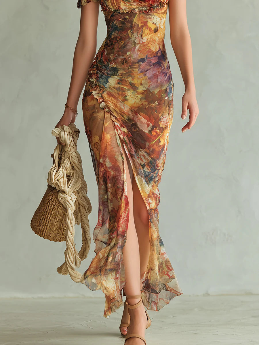 Seraphine | Maxi Dress with a Painterly Floral Print and Flowing Skirt for Women — Elegant and Versatile