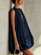Camilla | Chiffon Mini Dress with American Neckline and Balloon Skirt for Women — Elegant, Modern and Versatile