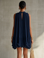 Camilla | Chiffon Mini Dress with American Neckline and Balloon Skirt for Women — Elegant, Modern and Versatile