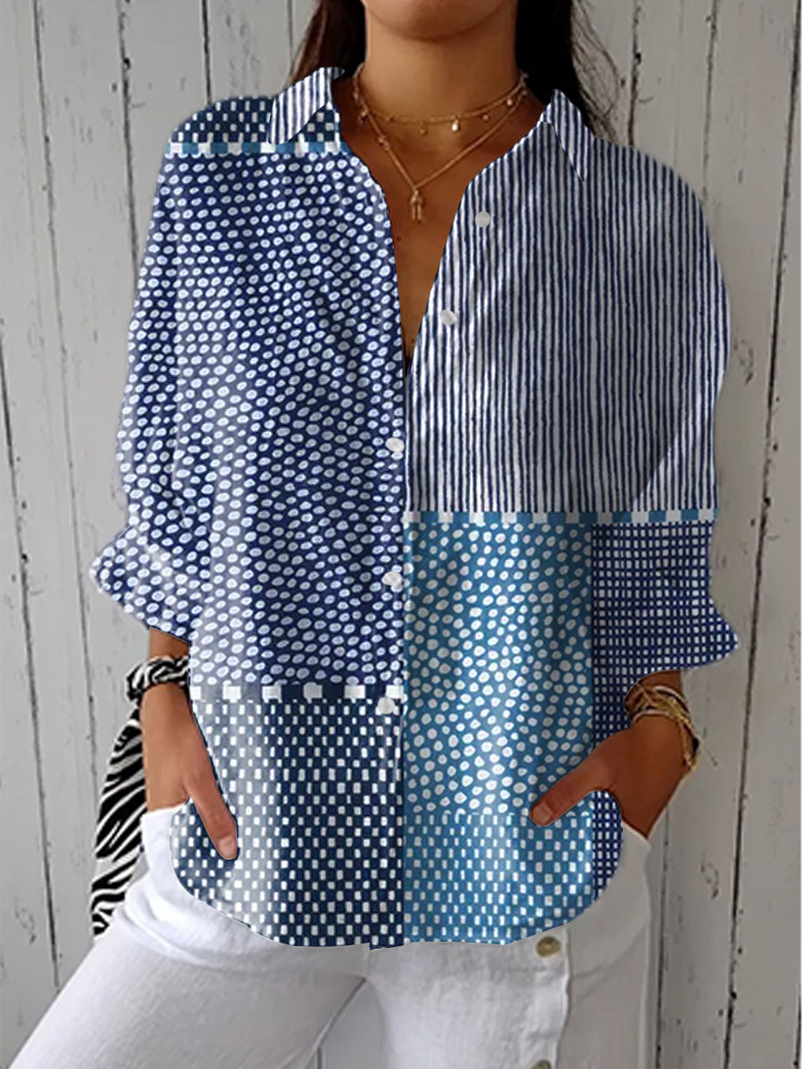 Ocean Patchwork Blouse with a Twist