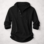 Relaxed Linen-Blend Hooded Pullover Shirt with Button-Front Placket
