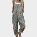 Effortless Chic Printed Overalls with Straps and Patch Pockets