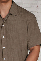 Relaxed Cuban-Collar Shirt with Button-Front