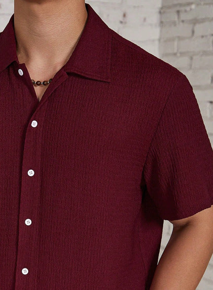 Relaxed Cuban-Collar Shirt with Button-Front