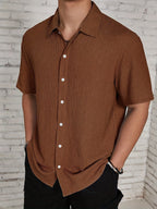 Relaxed Cuban-Collar Shirt with Button-Front