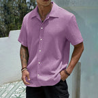 Relaxed Cuban-Collar Shirt with Button-Front