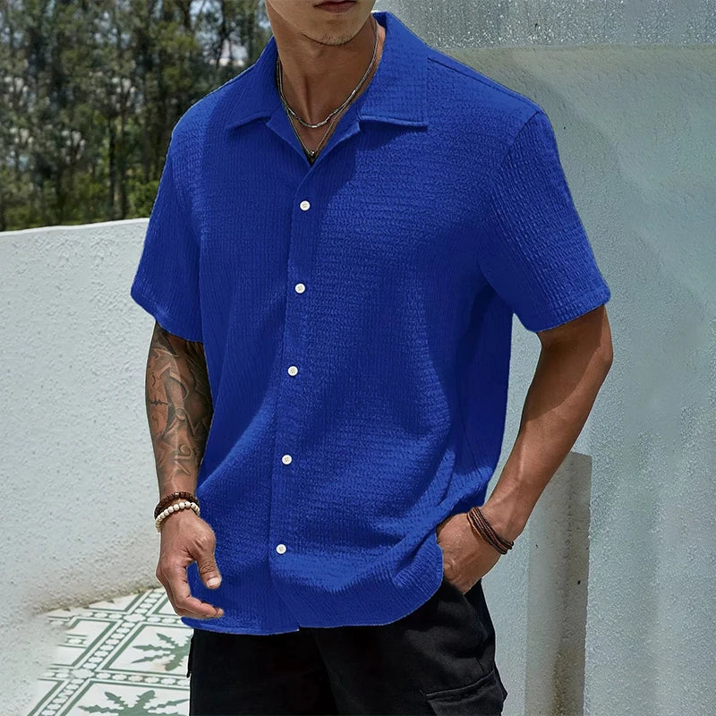 Relaxed Cuban-Collar Shirt with Button-Front