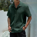 Relaxed Cuban-Collar Shirt with Button-Front