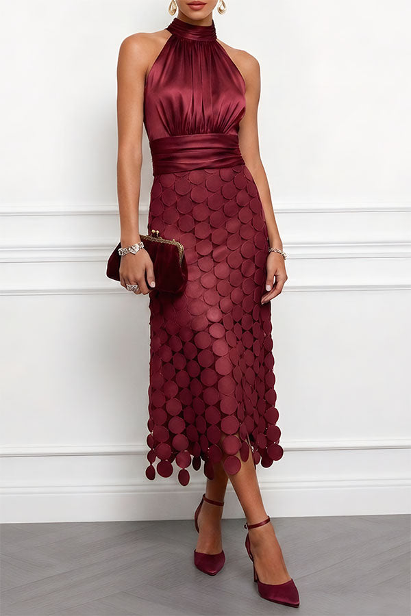 Lau - Elegant midi dress in Céline style for ceremonies, perfect for women