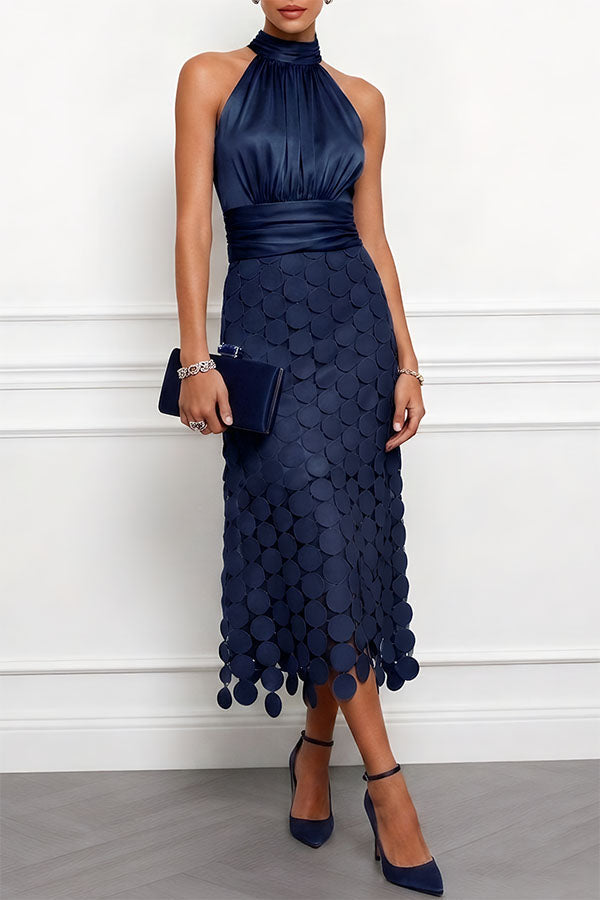 Lau - Elegant midi dress in Céline style for ceremonies, perfect for women