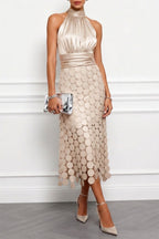 Lau - Elegant midi dress in Céline style for ceremonies, perfect for women