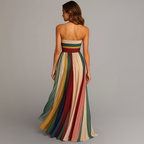 Leontine | Elegant Pleated Strapless Maxi Dress