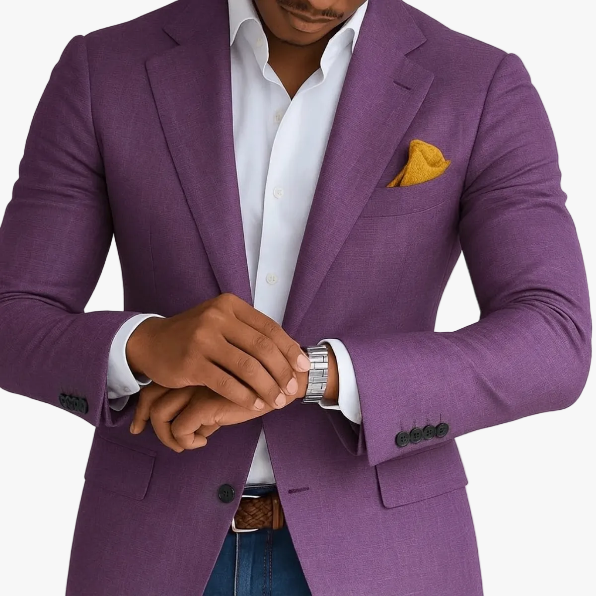 Men's Woven Blazer with Notched Lapels and Two-Button Front for a Sharp Professional Look