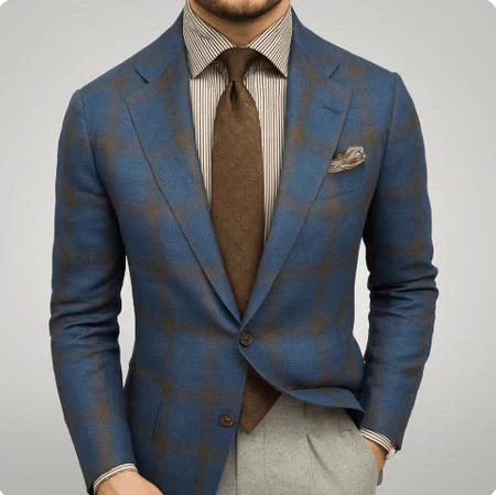 Men's Woven Blazer with Notched Lapels and Two-Button Front for a Sharp Professional Look