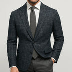 Men's Woven Blazer with Notched Lapels and Two-Button Front for a Sharp Professional Look