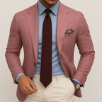 Men's Woven Blazer with Notched Lapels and Two-Button Front for a Sharp Professional Look